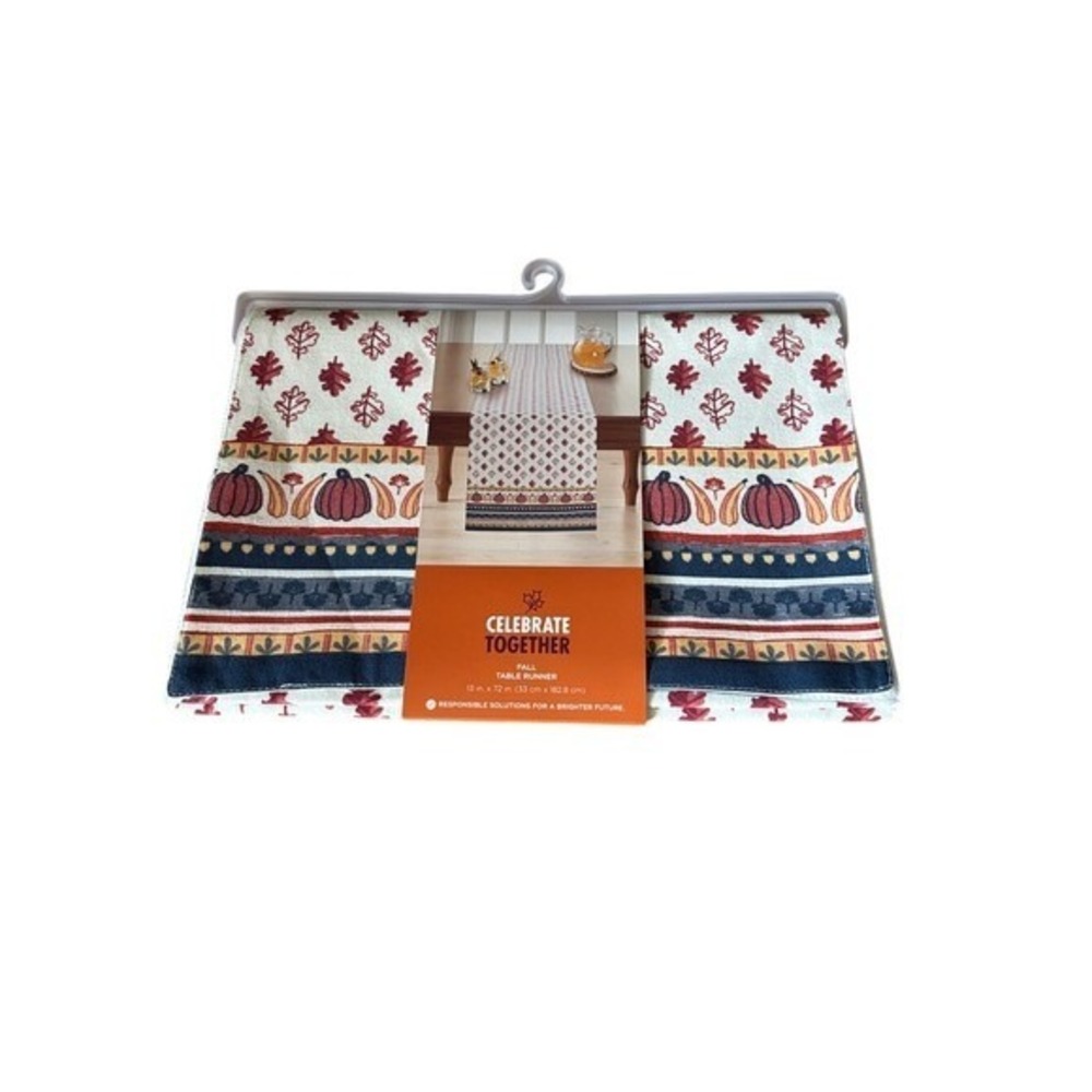 Celebrate Together Autumn Fall Pumpkin Table Runner 13in x 72in Party Decor NEW